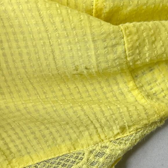 Anthropologie Maeve Victoria Blouse 8 Yellow Lace Ruffle Sleeveless Keyhole Chic - Picture 9 of 11